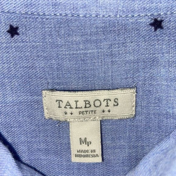 ⭐️ HP TALBOTS Embroidered Star Classic Perfect Fit Button Down Shirt - Picture 5 of 9